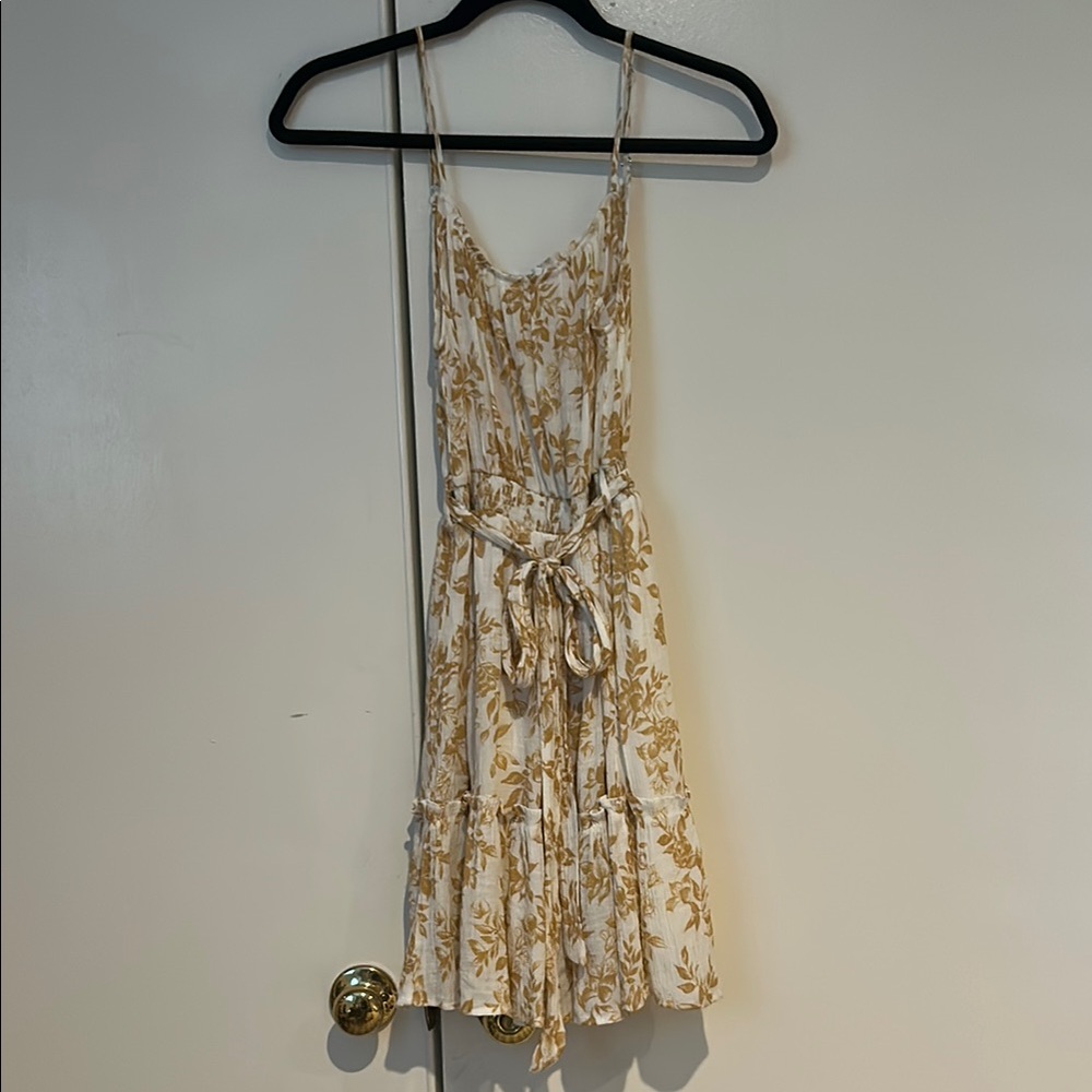Mine Cream and Tan Floral Mini Dress